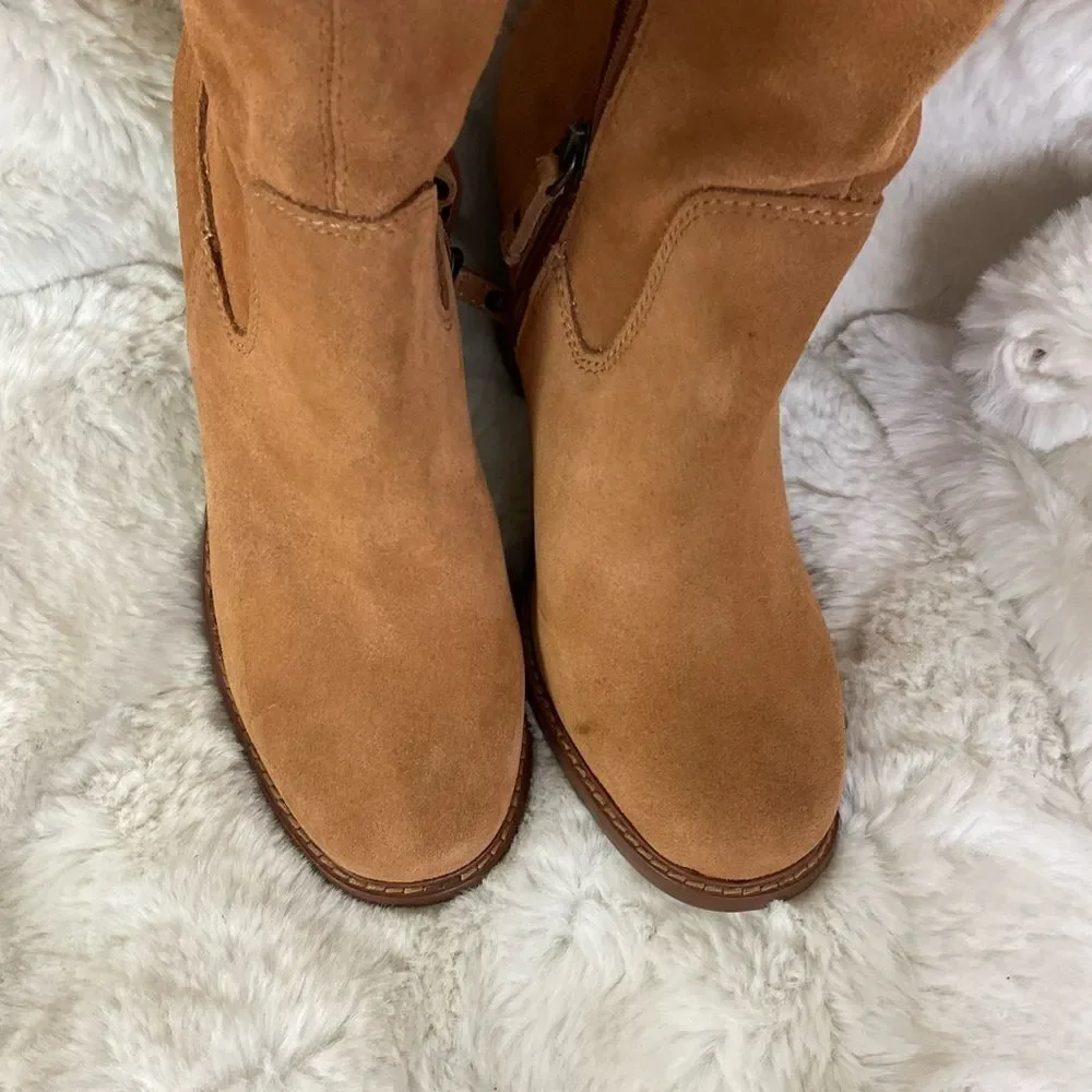 NEW Kelsi Dagger Chestnut Brown Brooklyn Logan Suede Over The Knee Boots 6.5M